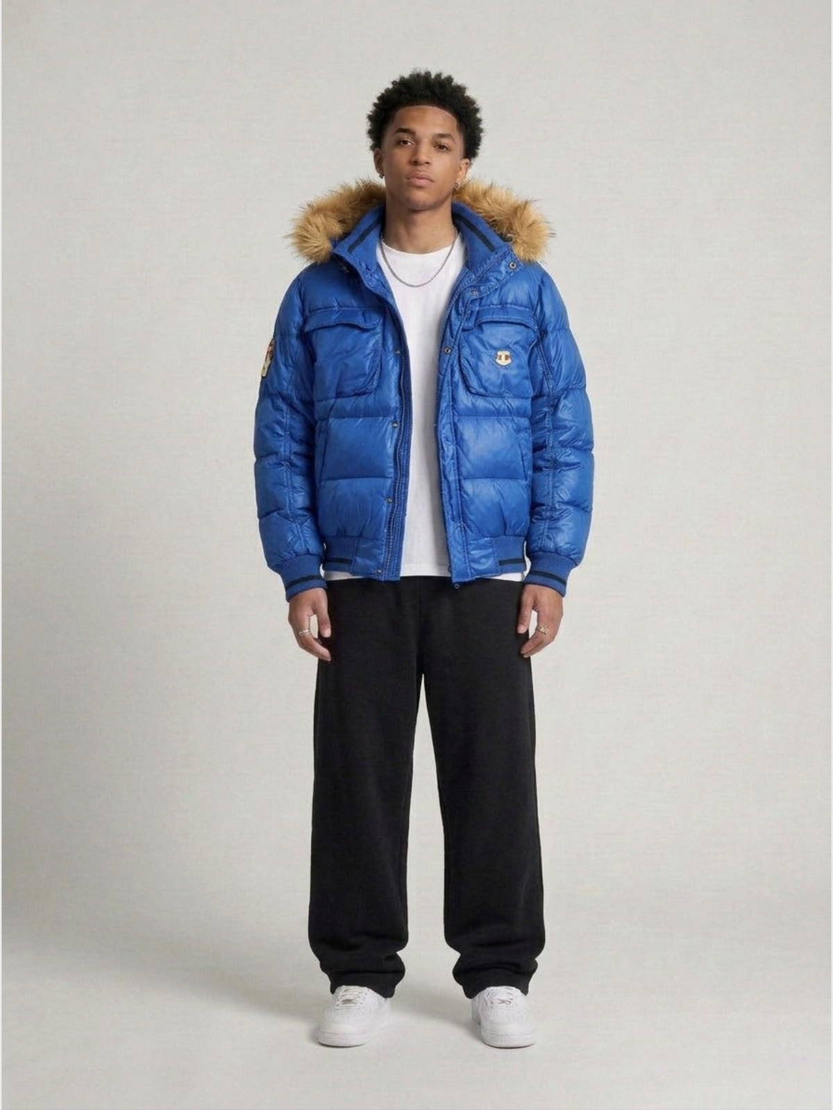 Dolomite Vintage Explorer Fur Daunen Puffer Jacke getragen – Fit am Model