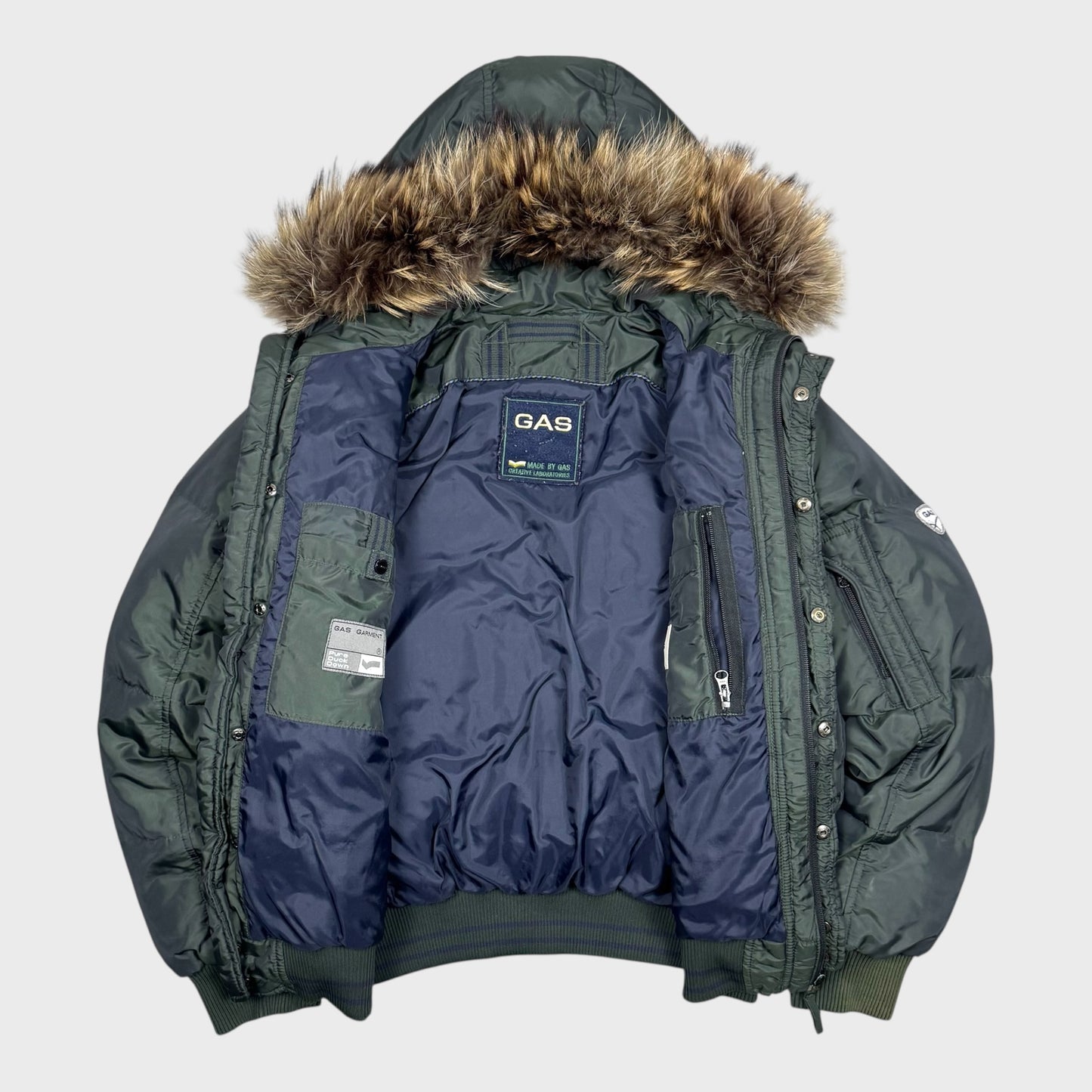 Gas Vintage Shimmer Fur Daunen Puffer Jacke [L] - Vision Night 