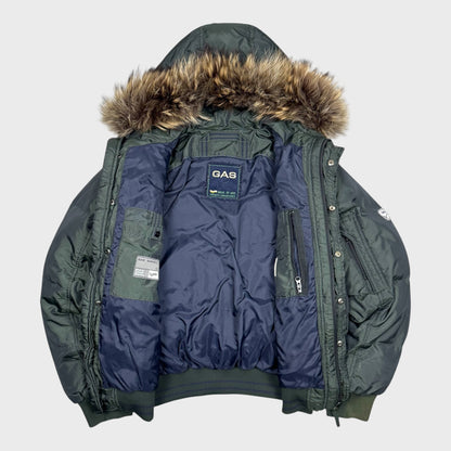 Gas Vintage Shimmer Fur Daunen Puffer Jacke [L] - Vision Night 