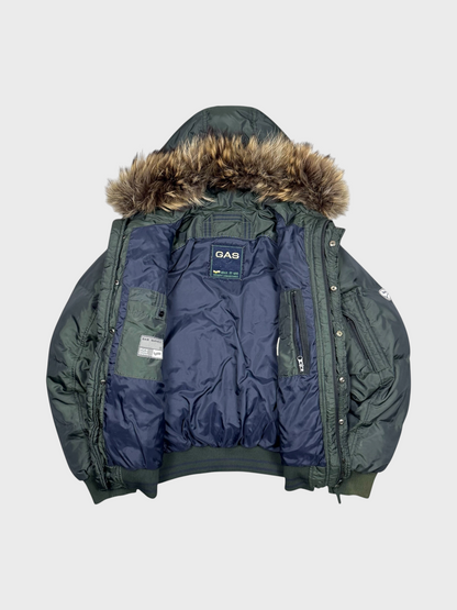 Gas Vintage Shimmer Fur Daunen Puffer Jacke [L] - Vision Night