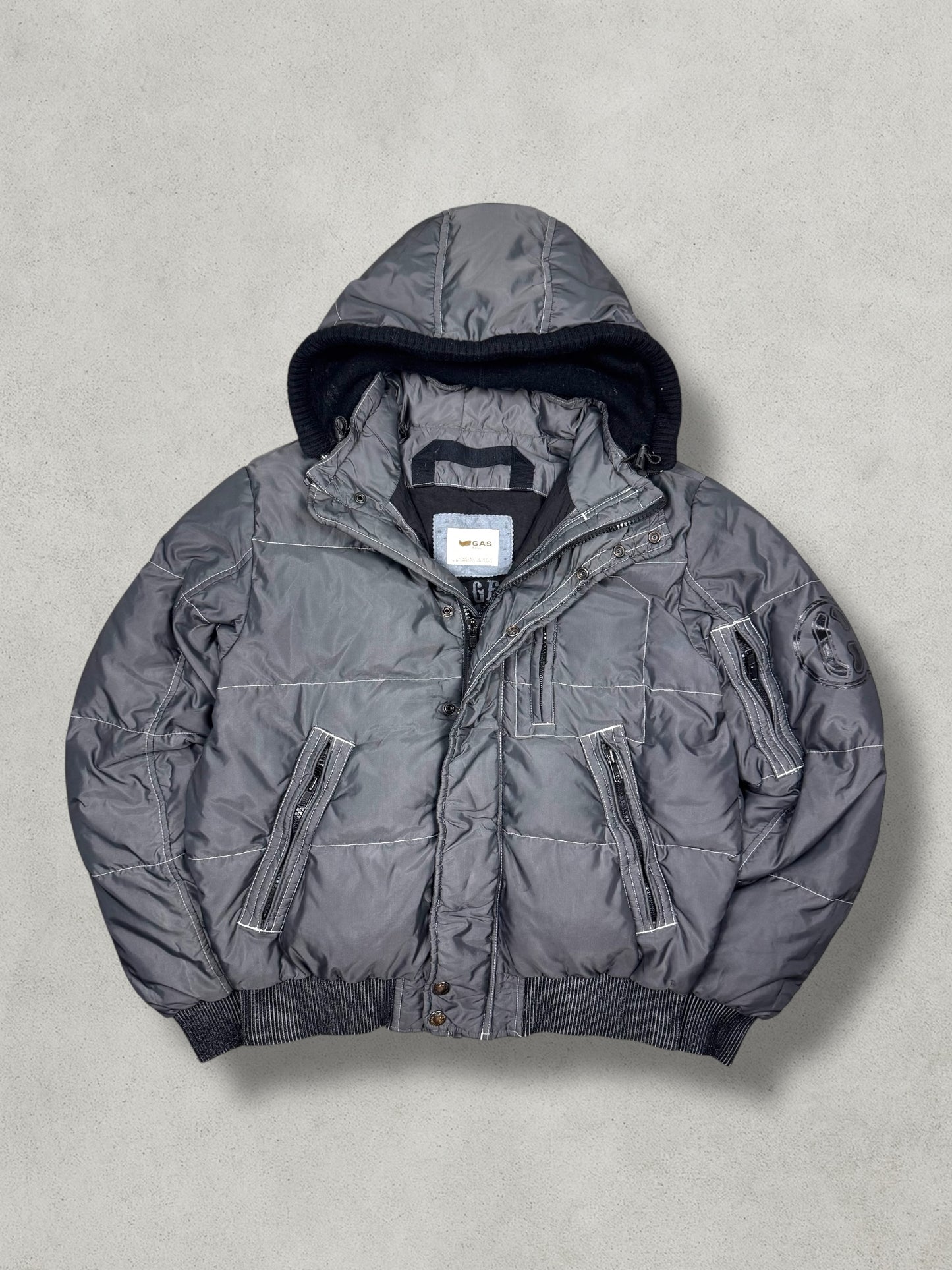 GAS Vintage Contrast Stitched Daunen Puffer Jacke [L]