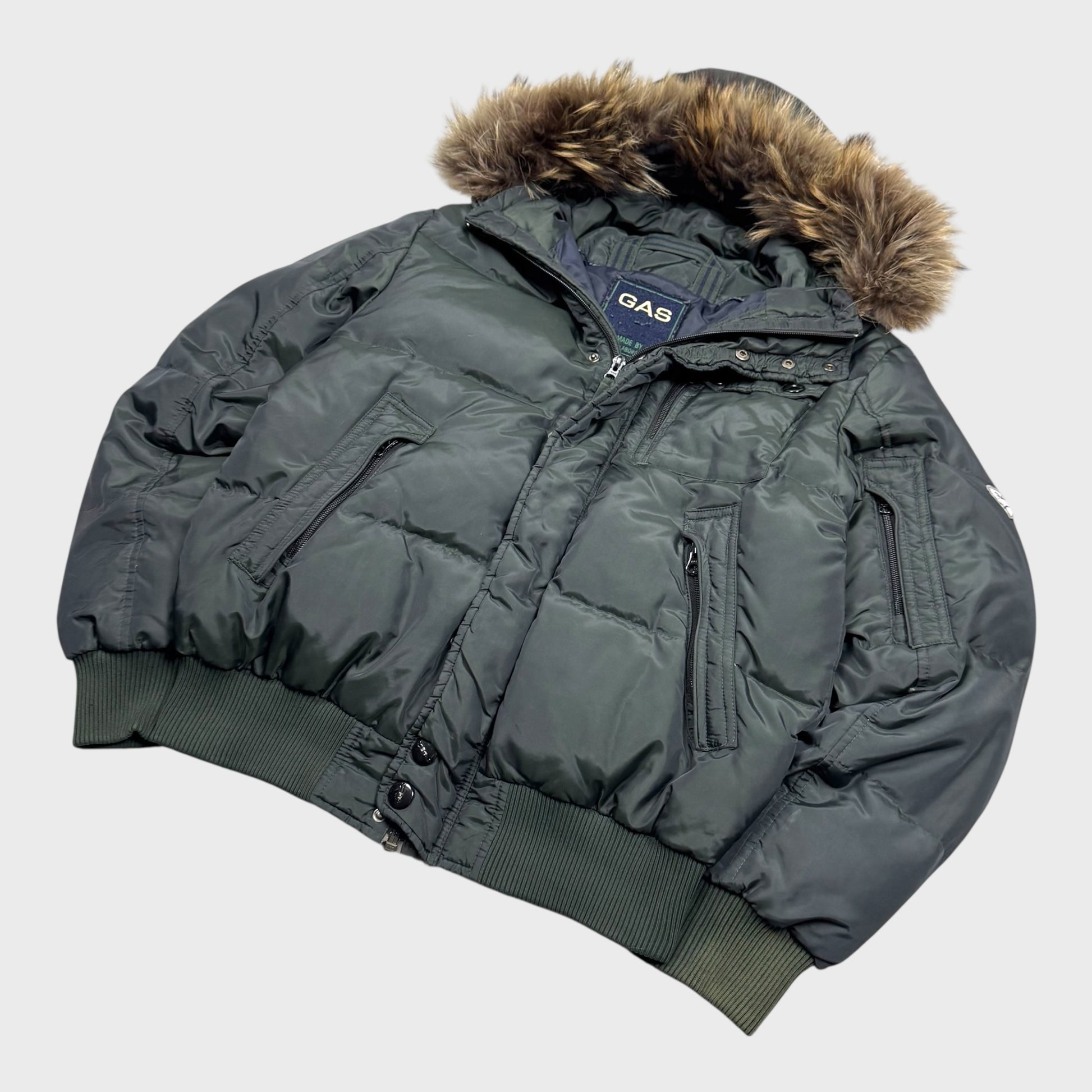 Gas Vintage Shimmer Fur Daunen Puffer Jacke [L] - Vision Night 