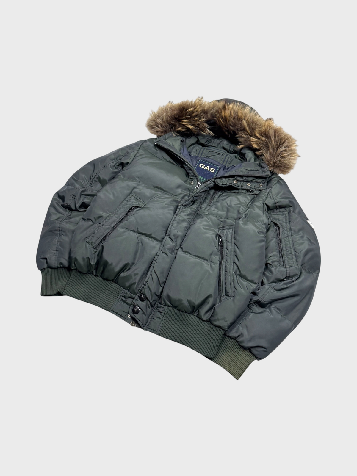 Gas Vintage Shimmer Fur Daunen Puffer Jacke [L] - Vision Night