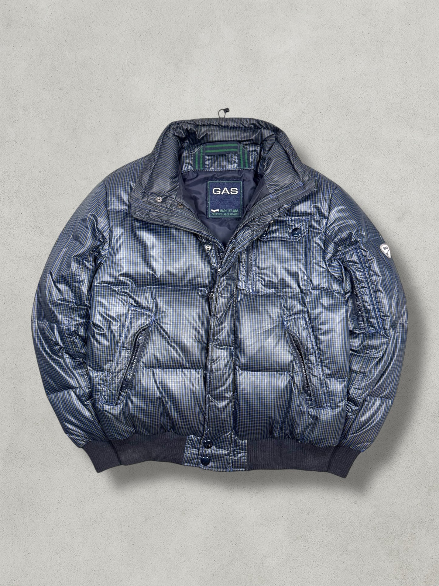 GAS Vintage Tartan Daunen Puffer Jacke [L] - Vision Night 