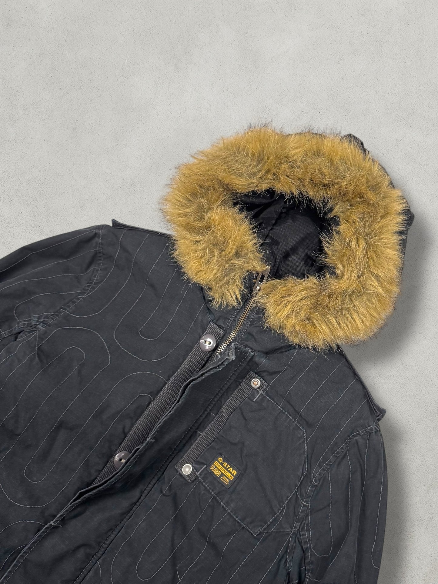 G-Star Vintage Military Pattern Denim Fur Jacket [M]