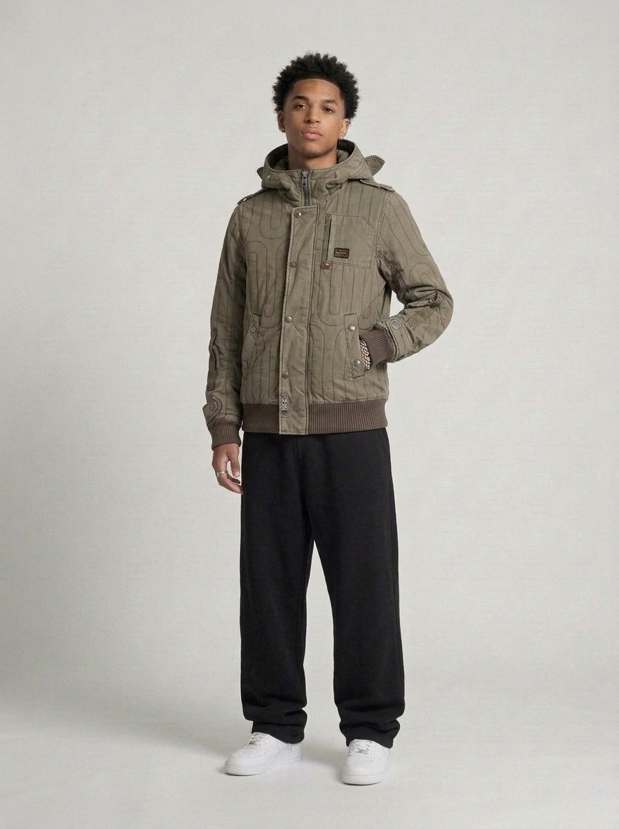 G-Star Vintage Military Pattern Denim Jacket getragen – Fit am Model