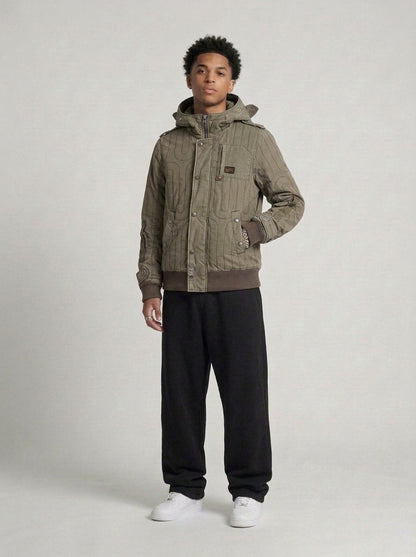 G-Star Vintage Military Pattern Denim Jacket getragen – Fit am Model