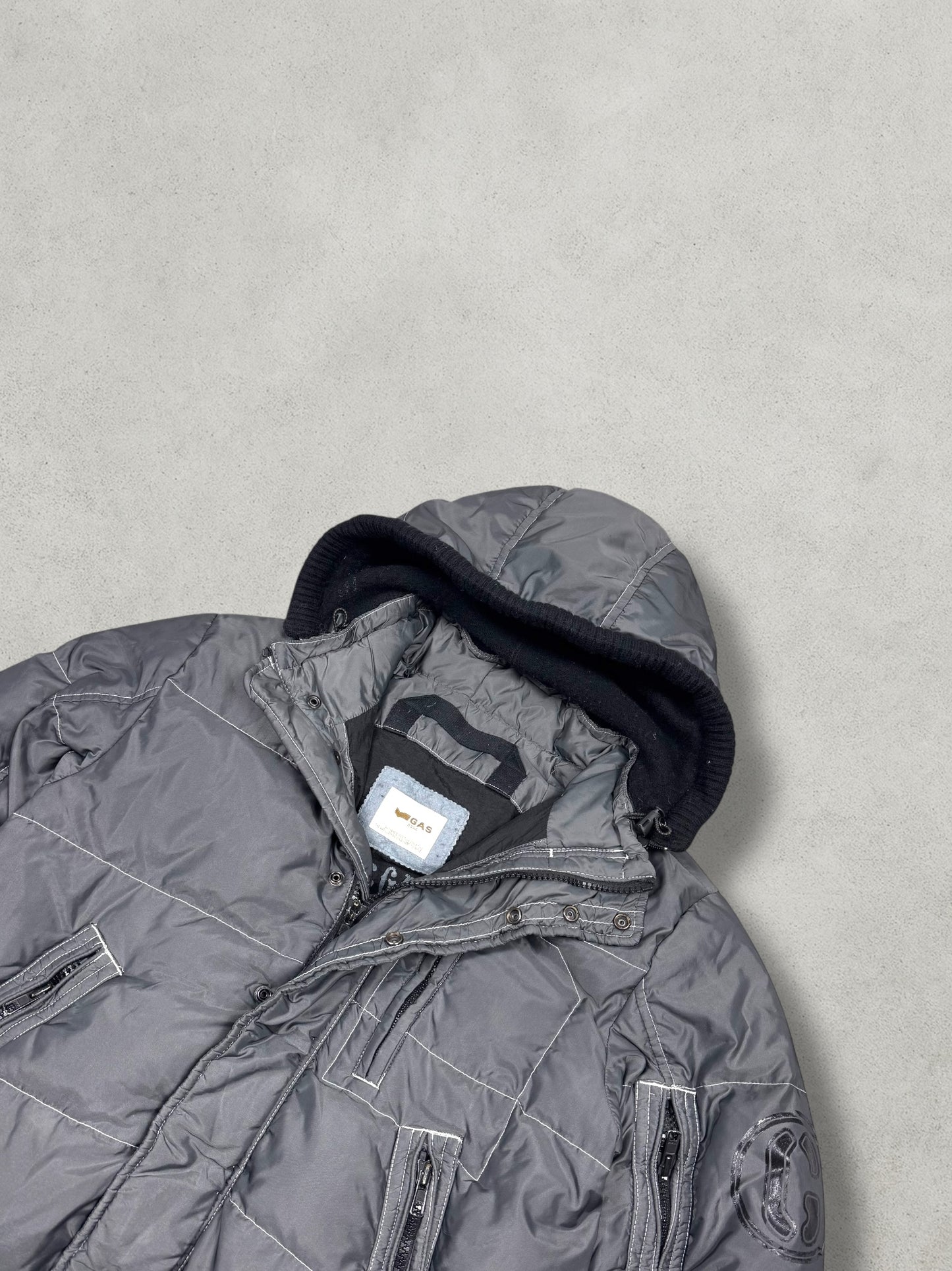 GAS Vintage Contrast Stitched Daunen Puffer Jacke [L]