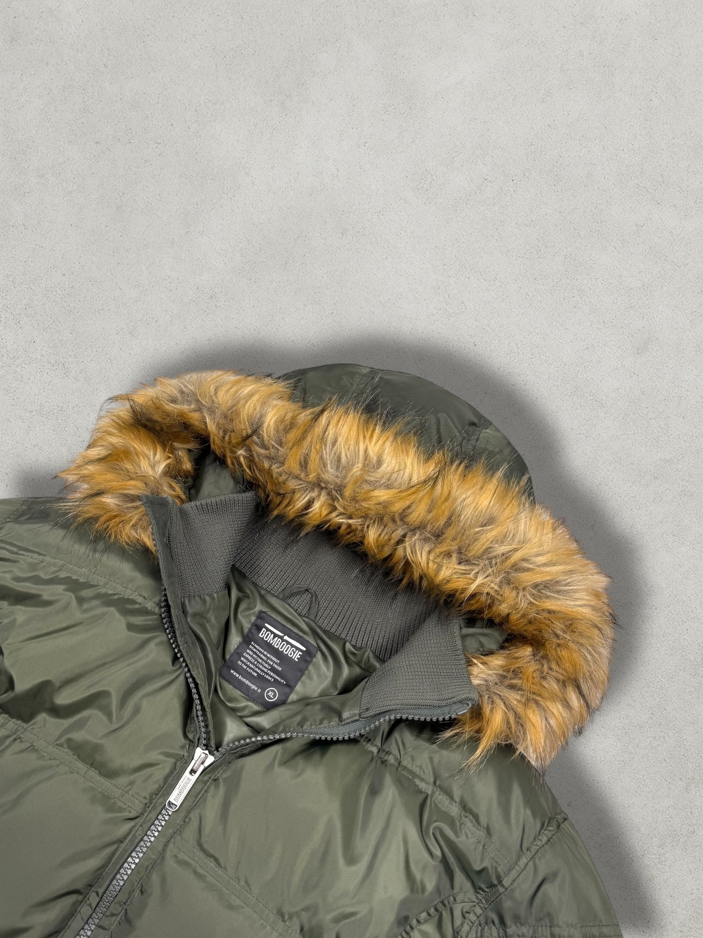 Bomboogie Vintage Olive Daunen Puffer Jacke [L]