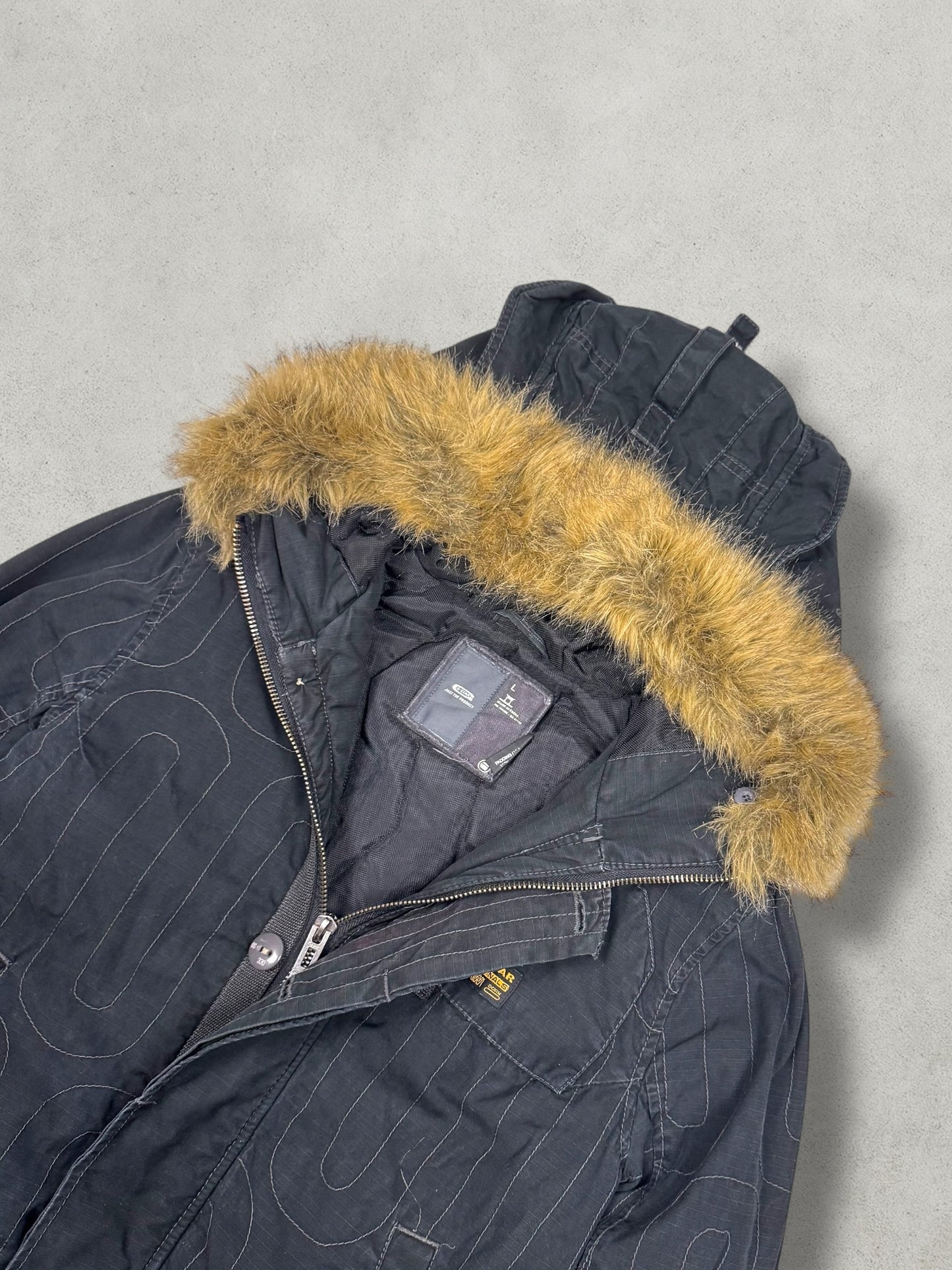 G-Star Vintage Military Pattern Denim Fur Jacket [M]