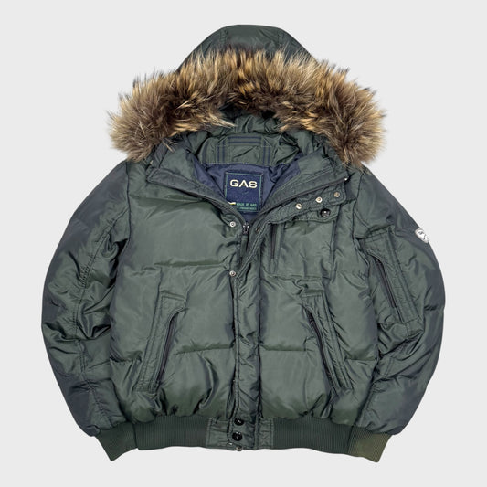 Gas Vintage Shimmer Fur Daunen Puffer Jacke [L] - Vision Night 