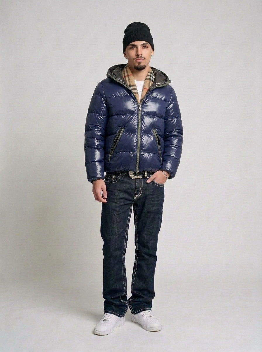 Duvetica Vintage Full Zip Daunen Puffer Jacke getragen – Fit am Model
