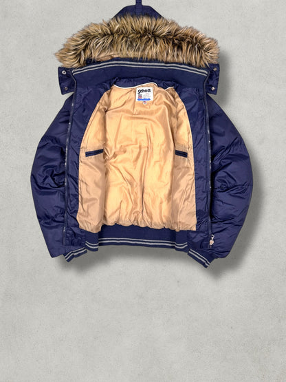 Schott Vintage Fur Puffer Jacke [XS]