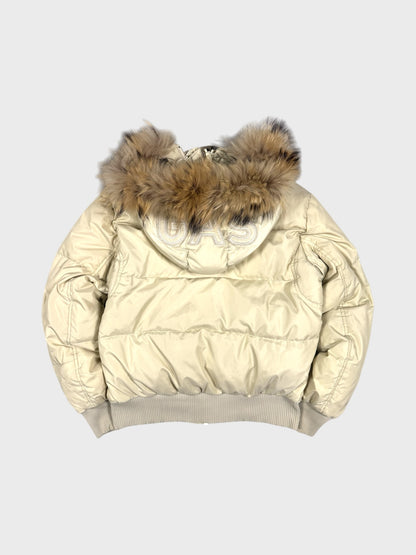 GAS Vintage Hood Stitched Fur Daunen Puffer Jacke Beige [S]