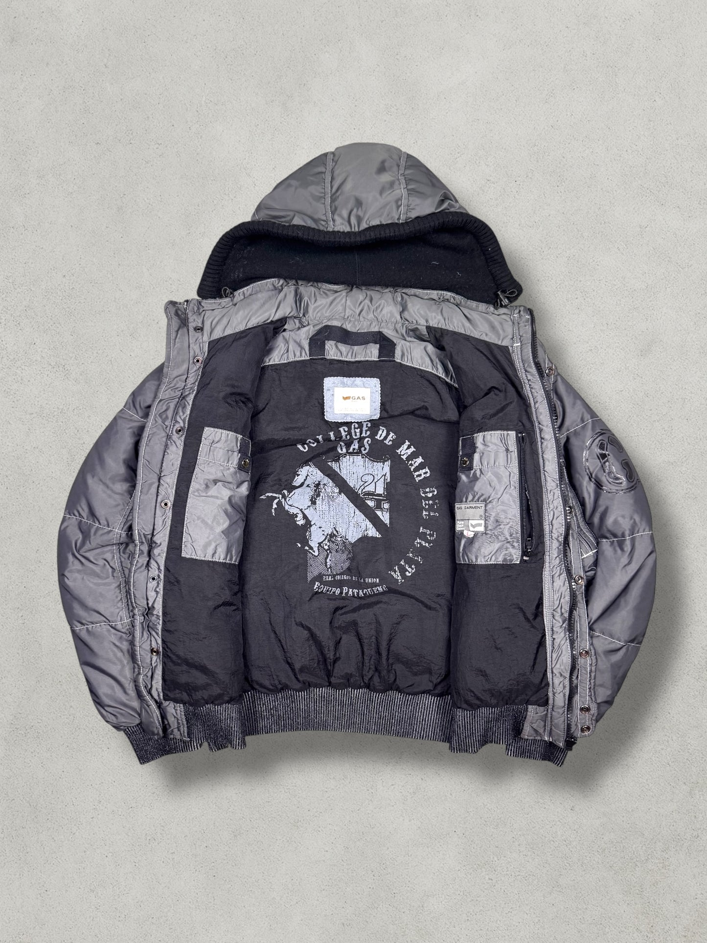 GAS Vintage Contrast Stitched Daunen Puffer Jacke [L]