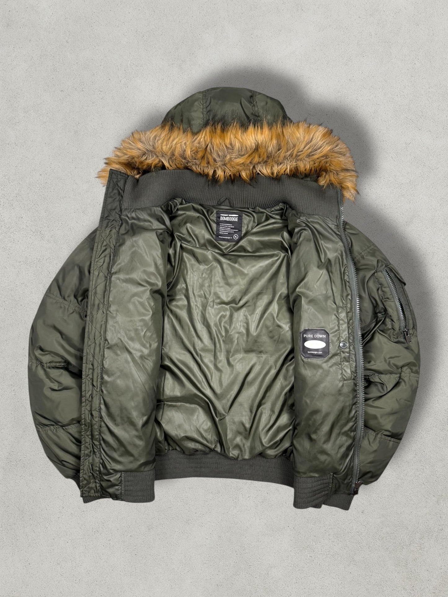 Bomboogie Vintage Olive Daunen Puffer Jacke [L]
