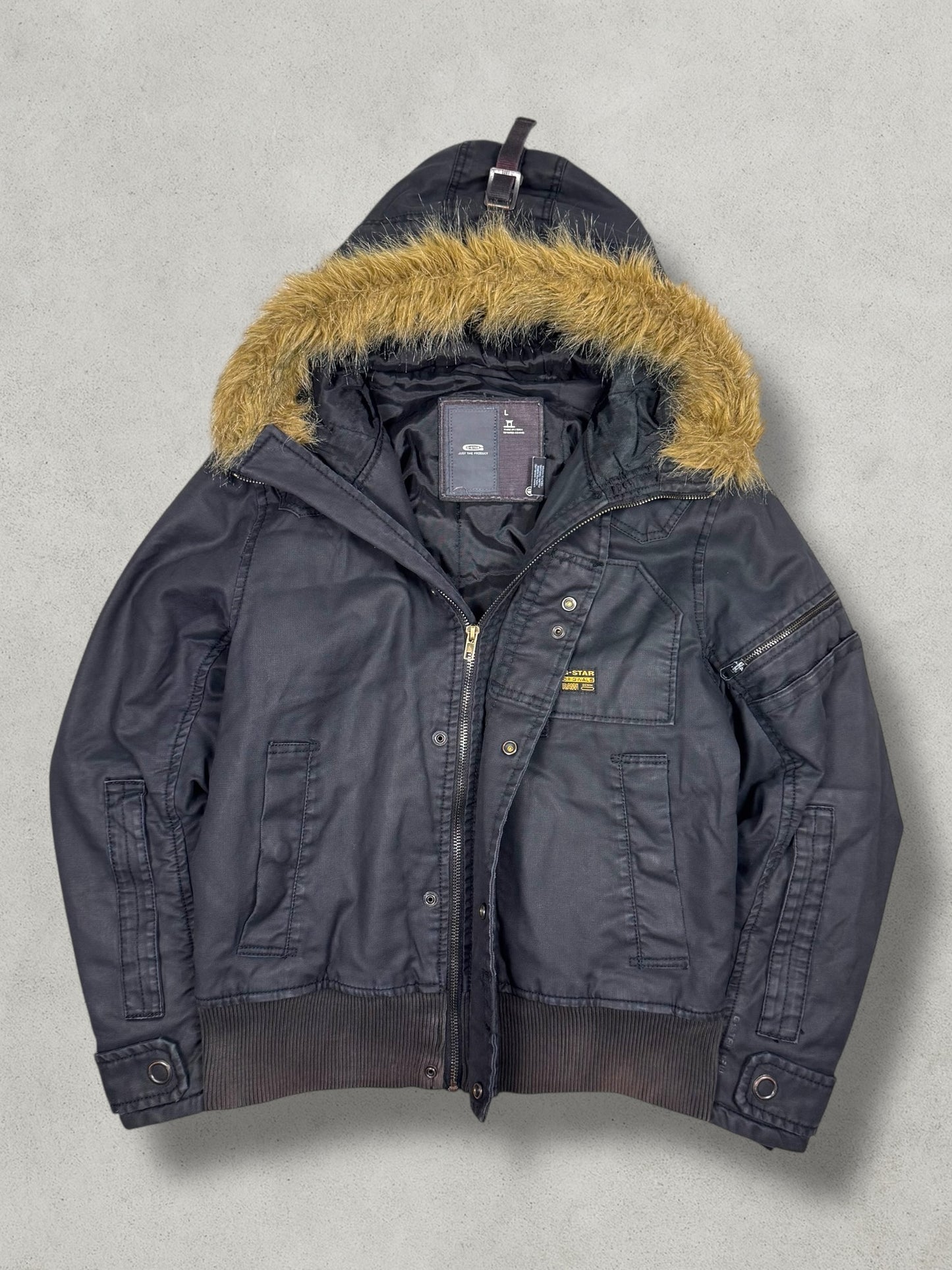 G-Star Vintage Wax Denim Fur Jacket [L]