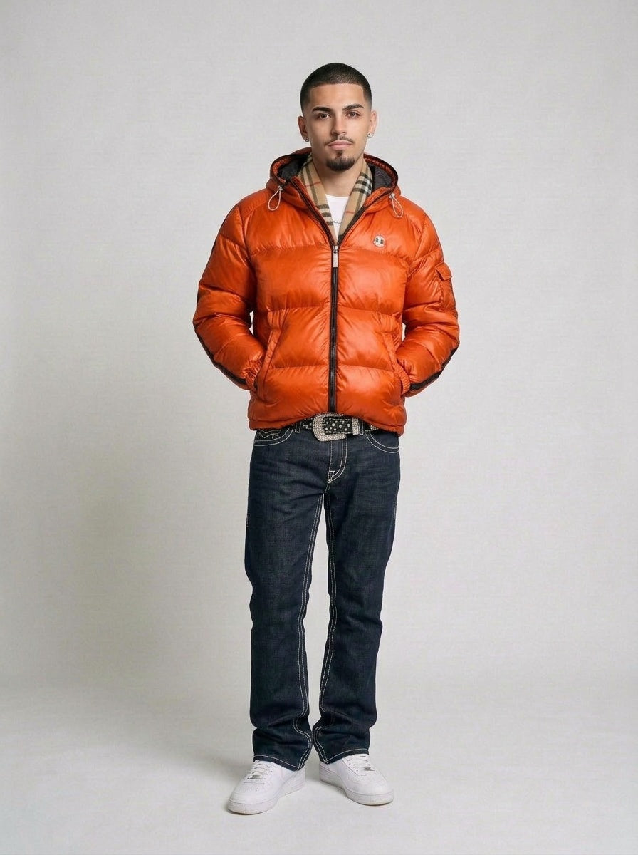 Dolomite Vintage Explorer Backprint Daunen Puffer Jacke getragen – Fit am Model