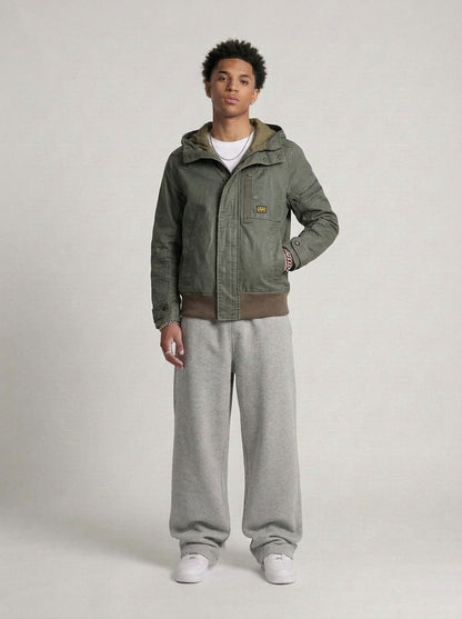 G-Star Wax Denim Jacke dunkeloliv getragen – Fit am Model